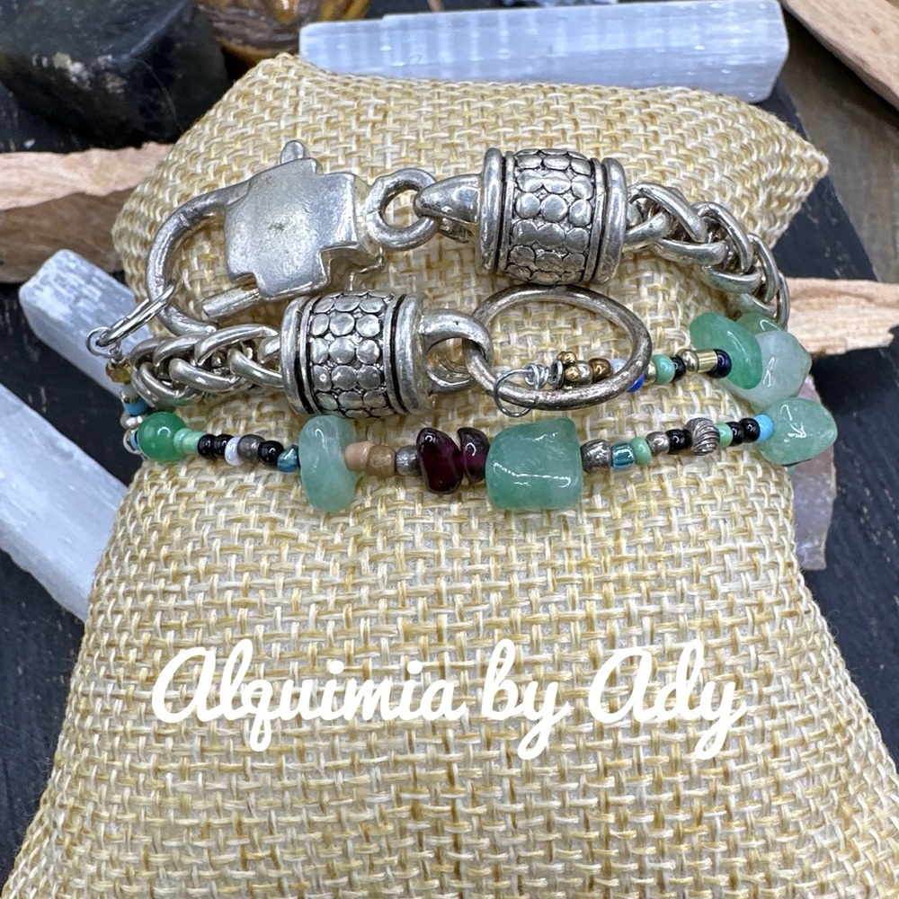 NATURAL AVENTURINE WRAP AROUND CHUNKY BRACELET